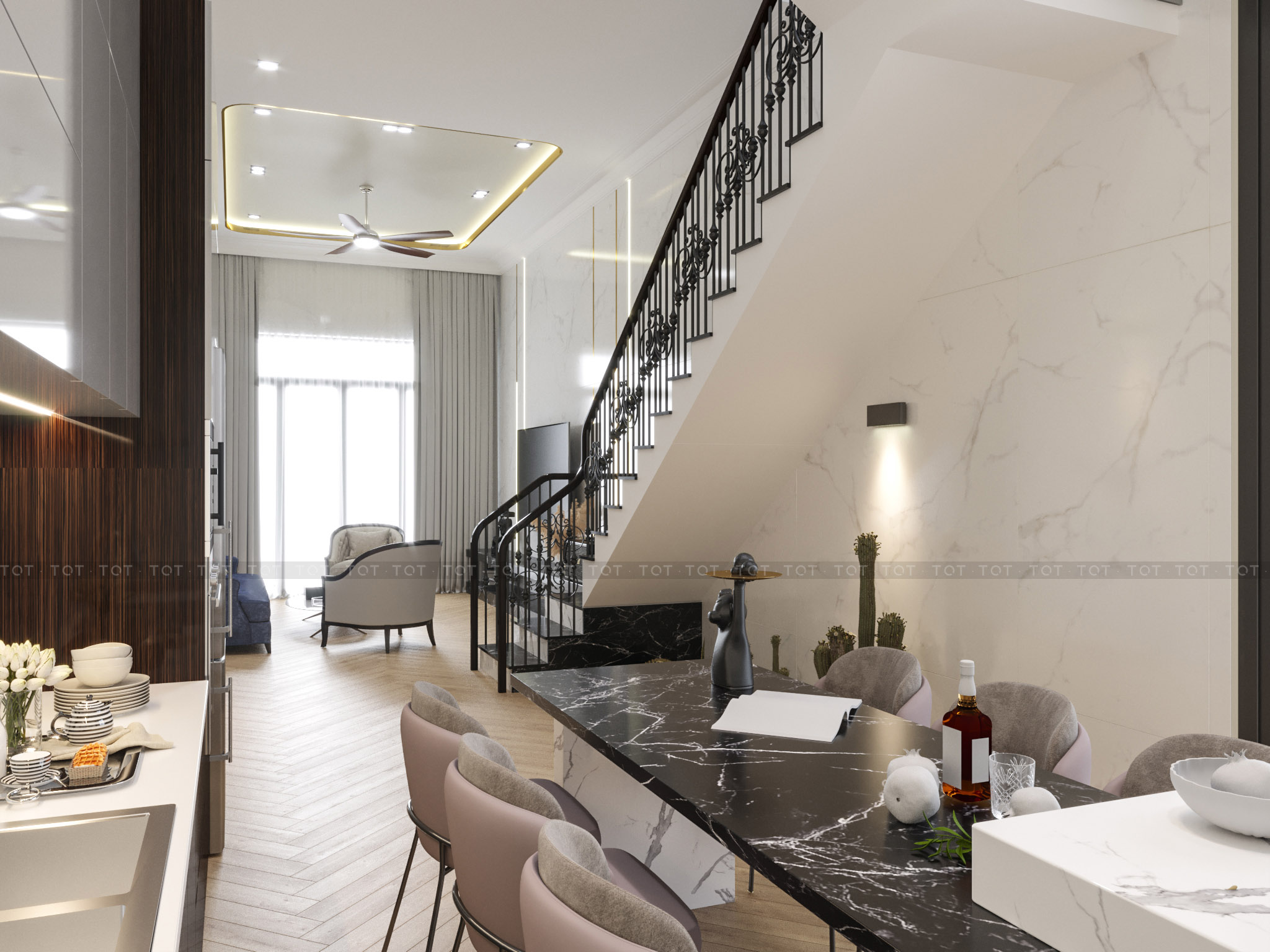 Kiến trúc TQT chuyên thiết kế kiến trúc nội thất và xây nhà trọn gói cho các công trình nhà phố, biệt thự