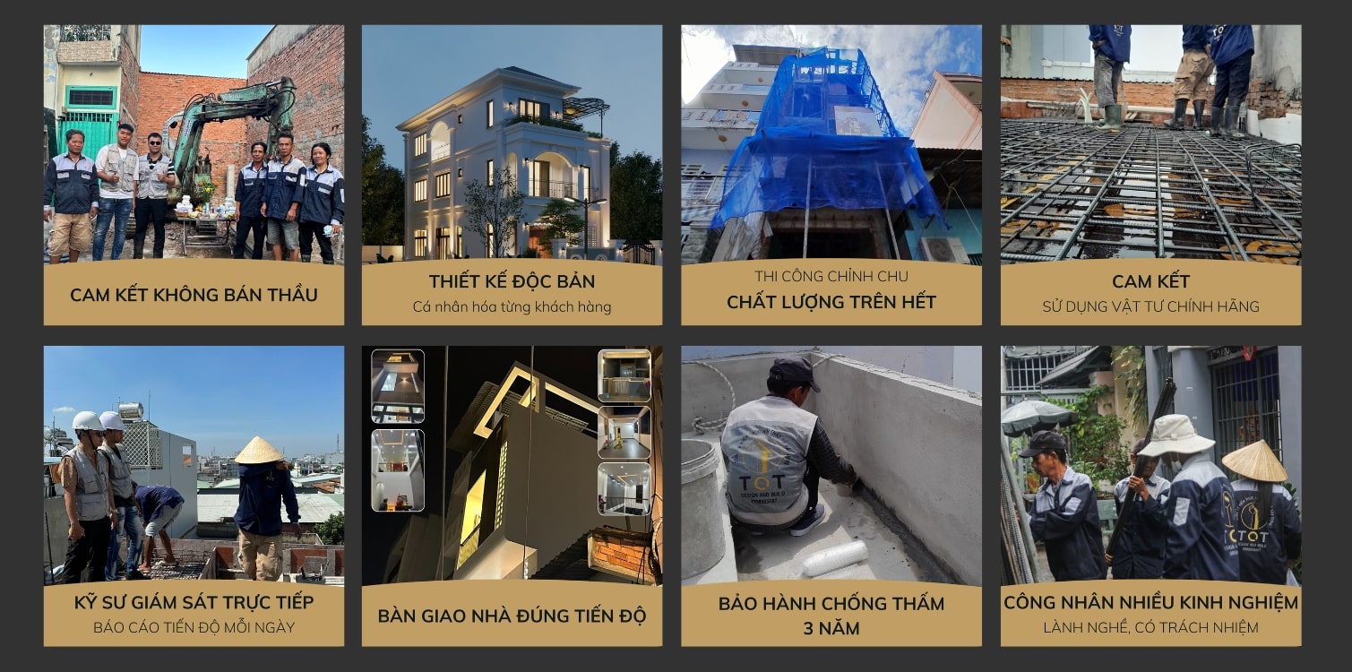 Kiến trúc TQT chuyên thiết kế kiến trúc nội thất và xây nhà trọn gói cho các công trình nhà phố, biệt thự